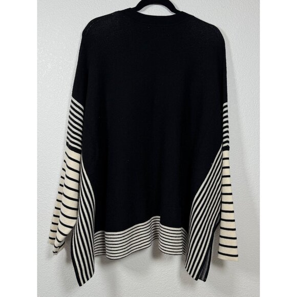 Max Studio London Women’s Oversized Striped Cape Sweater, Size -L - Picture 2 of 11